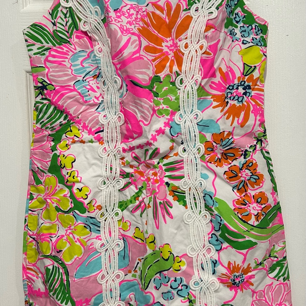 Floral Sleeveless Dress with Lace Trim